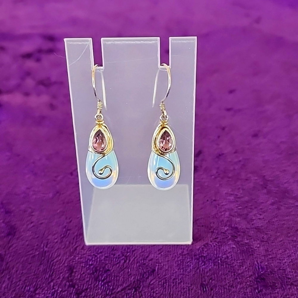 Sajen 925 Silver Moonstone and Amethyst Earrings